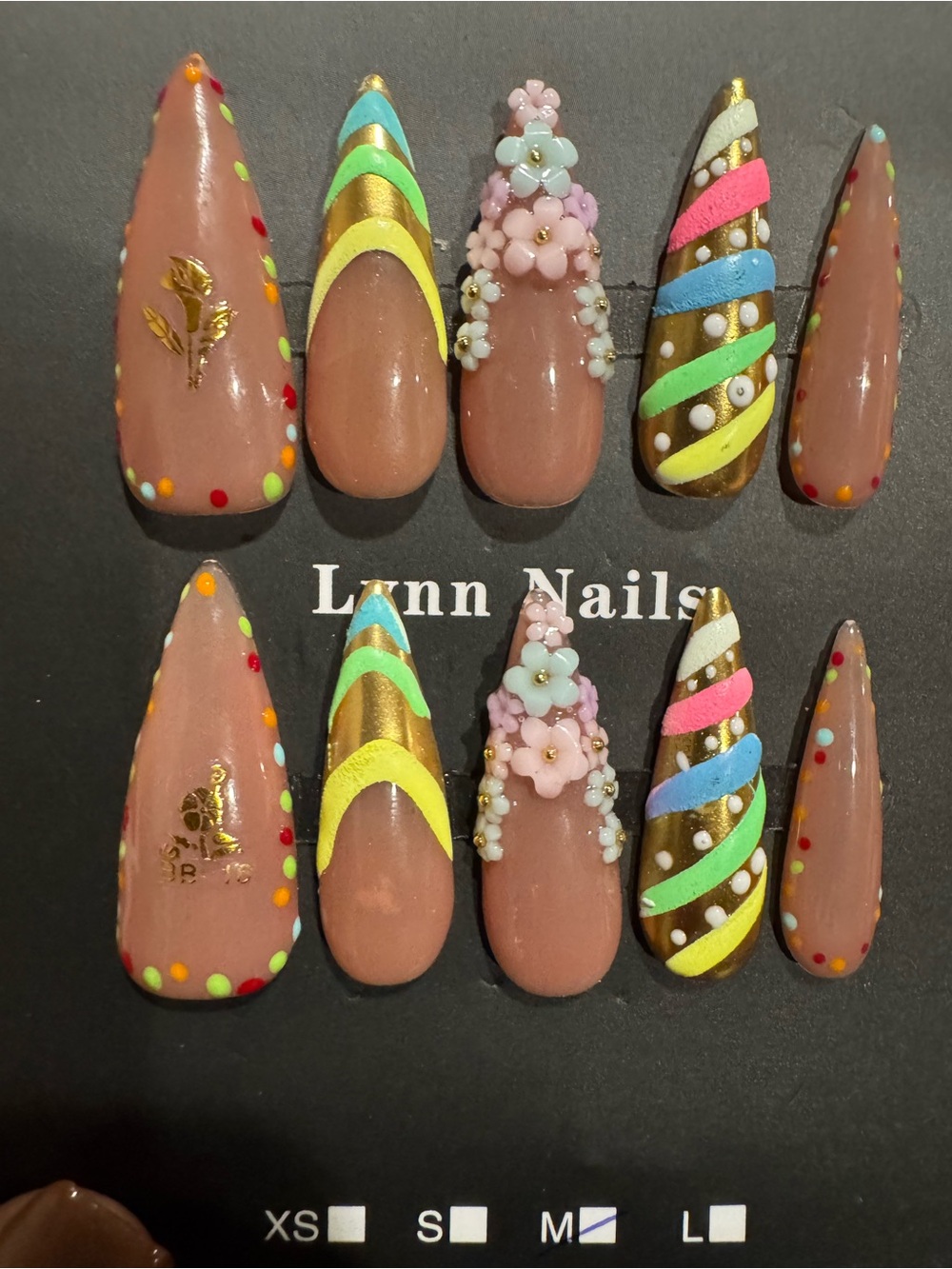 Nude Multi-Accent Speckled Colorful Press-On Nails (Long Stiletto)